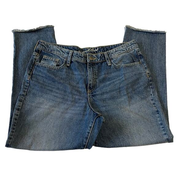 Universal Thread Jeans Womens Size 12 Blue High Rise Straight Raw Edge Denim - Picture 4 of 11